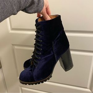 Jeffrey Campbell Blue Velvet Lace Up Booties